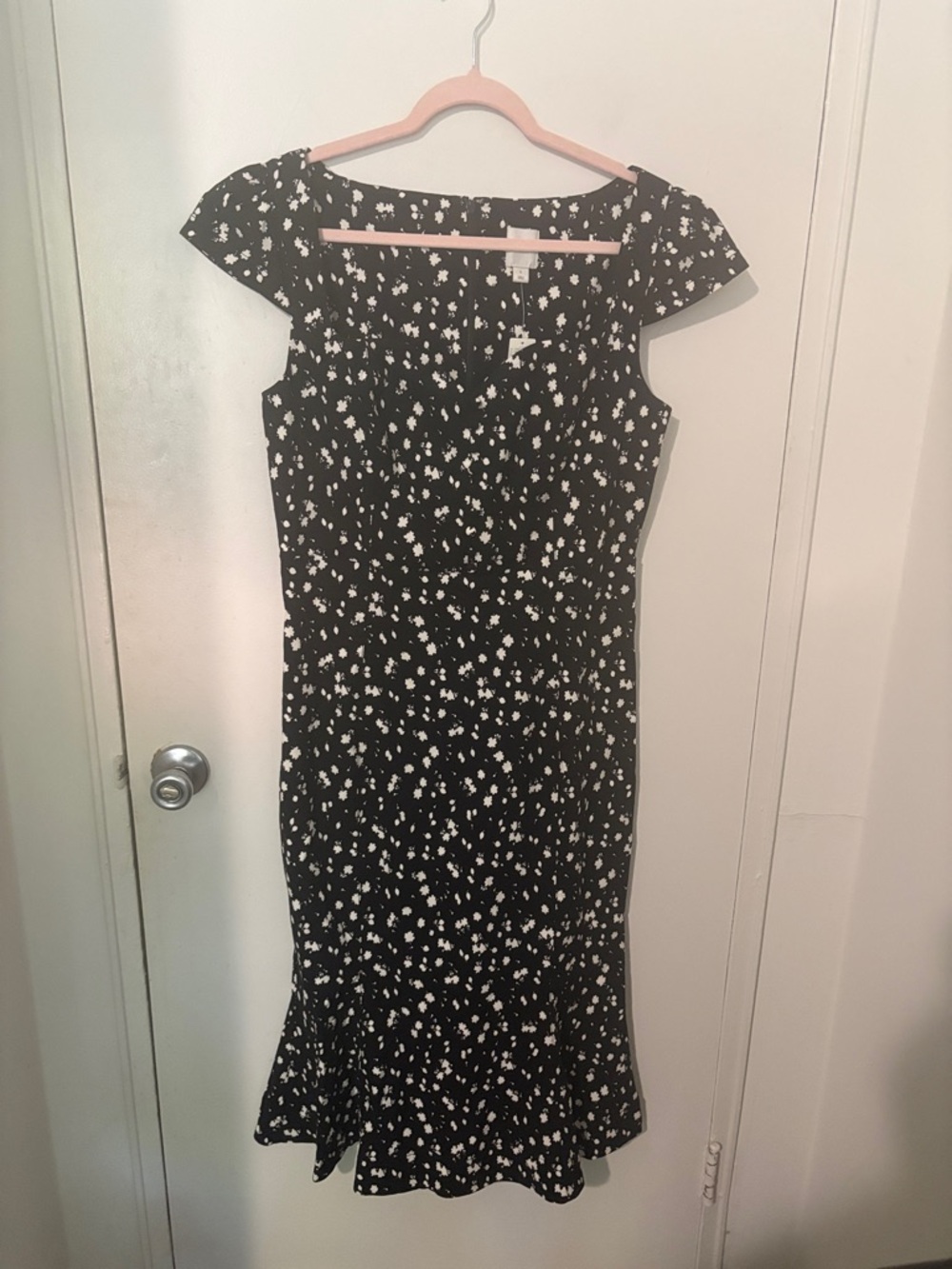 Maeve Black and White Floral Midi Dress NWT